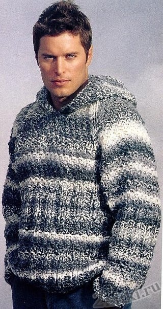 Мужской пуловер из меланжевой пряжи