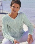 Вязаный ажурный свитер цвета мяты