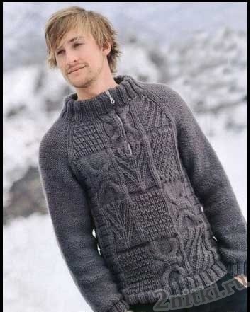 Мужской пуловер с застежкой-молнией