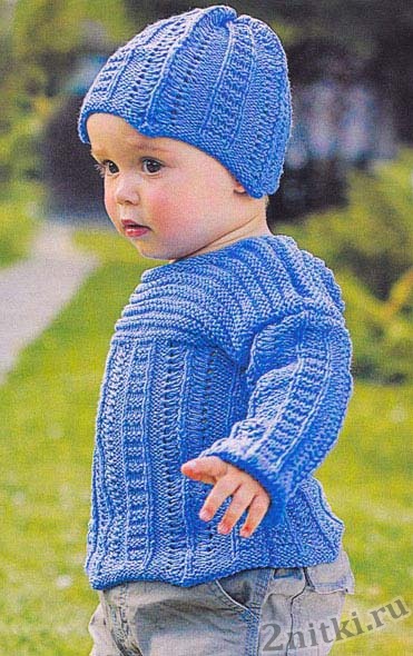 Вязаный детский комплект шапочка и свитер