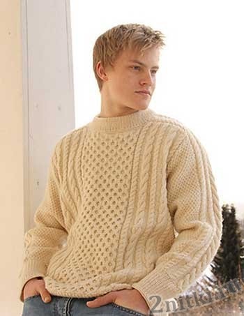 Мужской свитер с аранами