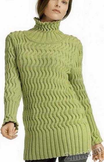 Удлиненный пуловер фисташкового цвета